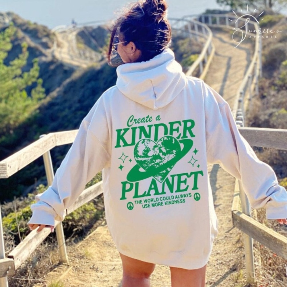 Create a kinder planet white hoodie